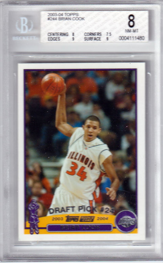 Brian Cook 2003 - 04 Topps RC Rookie #244 BGS 8 NM - MT - LAKERS - Columbia Hobby - Sports Card Boxes - Toploaders - Card Savers