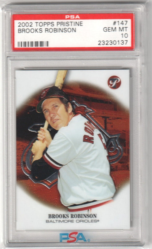BROOKS ROBINSON 2002 Topps Pristine #147 PSA 10 GEM MINT - ORIOLES - Columbia Hobby - Sports Card Boxes - Toploaders - Card Savers