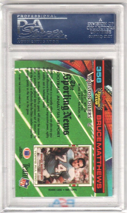 BRUCE MATTHEWS 1991 Topps Stadium Club 358 PSA 10 GEM MINT - OILERS Pop 2 - Columbia Hobby - Sports Card Boxes - Toploaders - Card Savers