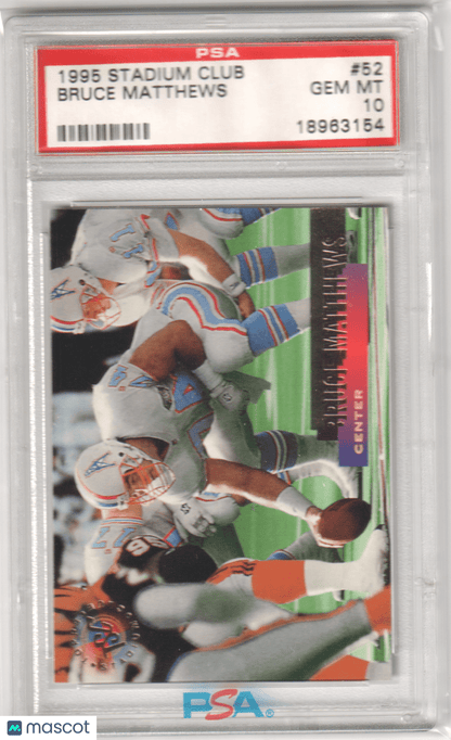 BRUCE MATTHEWS 1995 Topps Stadium Club 52 PSA 10 GEM MINT Pop 1 - Columbia Hobby - Sports Card Boxes - Toploaders - Card Savers
