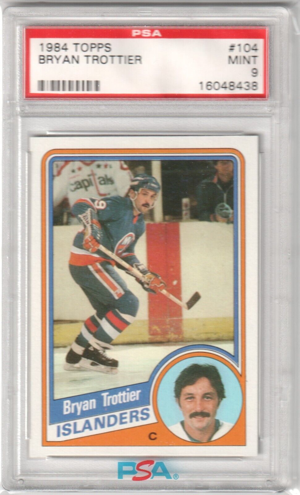 BRYAN TROTTIER 1984 - 85 Topps #104 PSA 9 MINT - ISLANDERS - Columbia Hobby - Sports Card Boxes - Toploaders - Card Savers
