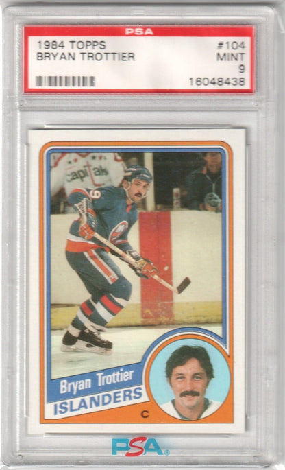 BRYAN TROTTIER 1984 - 85 Topps #104 PSA 9 MINT - ISLANDERS - Columbia Hobby - Sports Card Boxes - Toploaders - Card Savers