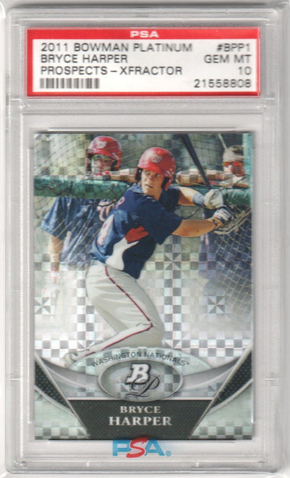 BRYCE HARPER 2011 Bowman Platinum Prospects Xfractor PSA 10 GEM MINT - PHILLIES - Columbia Hobby - Sports Card Boxes - Toploaders - Card Savers