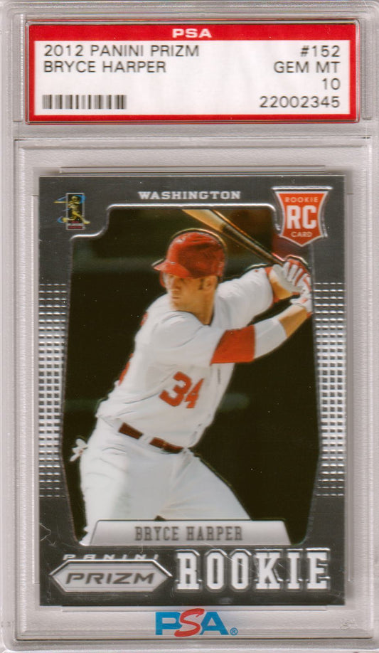 BRYCE HARPER 2012 Panini Prizm Rookie RC #152 PSA 10 GEM MINT - NATIONALS - Columbia Hobby - Sports Card Boxes - Toploaders - Card Savers