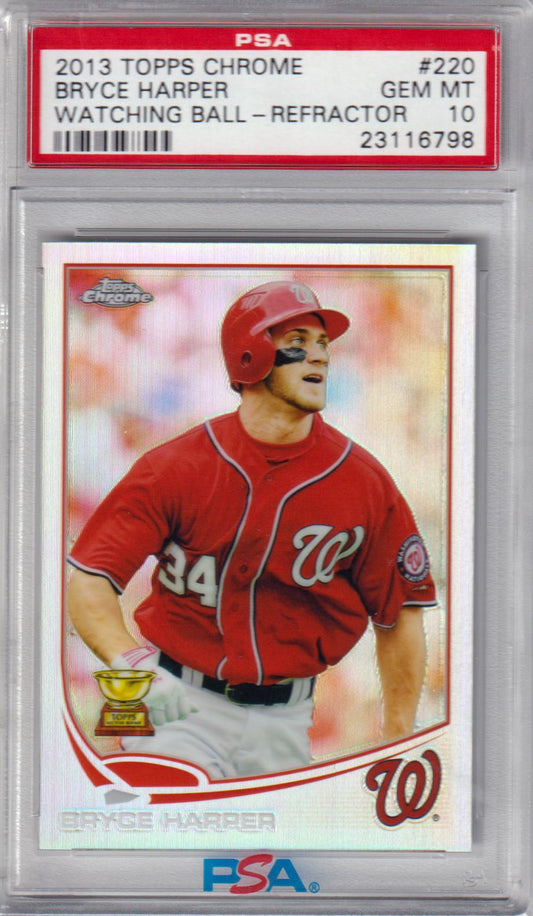 BRYCE HARPER 2013 Topps Chrome Rookie Cup #220 Refractor PSA 10 GEM MINT - Columbia Hobby - Sports Card Boxes - Toploaders - Card Savers