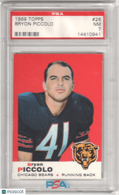 BRYON PICCOLO 1969 Topps RC Rookie 26 PSA 7 NM - BEARS - Columbia Hobby - Sports Card Boxes - Toploaders - Card Savers