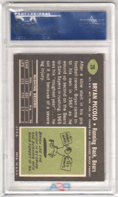BRYON PICCOLO 1969 Topps RC Rookie 26 PSA 7 NM - BEARS - Columbia Hobby - Sports Card Boxes - Toploaders - Card Savers