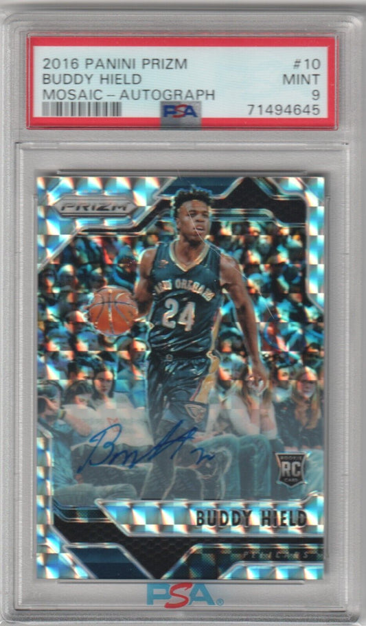 BUDDY HIELD 2016 - 17 Panini Prizm Mosaic RC Rookie Auto Autograph PSA 9 MINT - Columbia Hobby - Sports Card Boxes - Toploaders - Card Savers