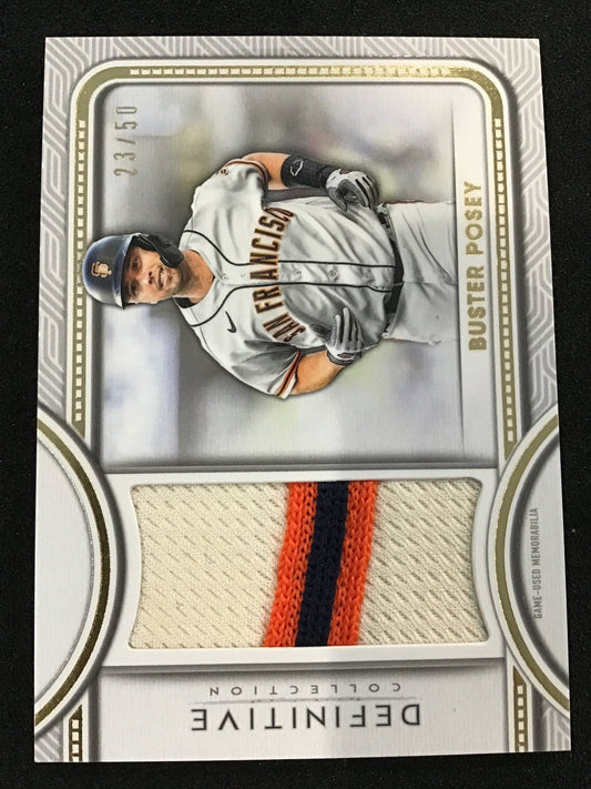 Buster Posey 2022 Topps Definitive Collection Autographed Relic /50 SSP Giants - Columbia Hobby - Sports Card Boxes - Toploaders - Card Savers