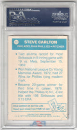 STEVE CARLTON 1977 Topps Cloth Stickers #11 PSA 8 NM - PHILLIES