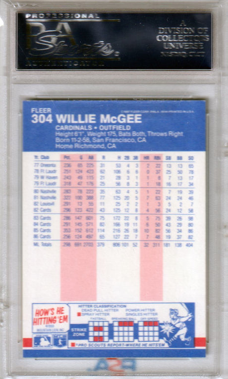 WILLIE McGEE 1987 Fleer #304 PSA 10 GEM MINT - CARDINALS Pop 5