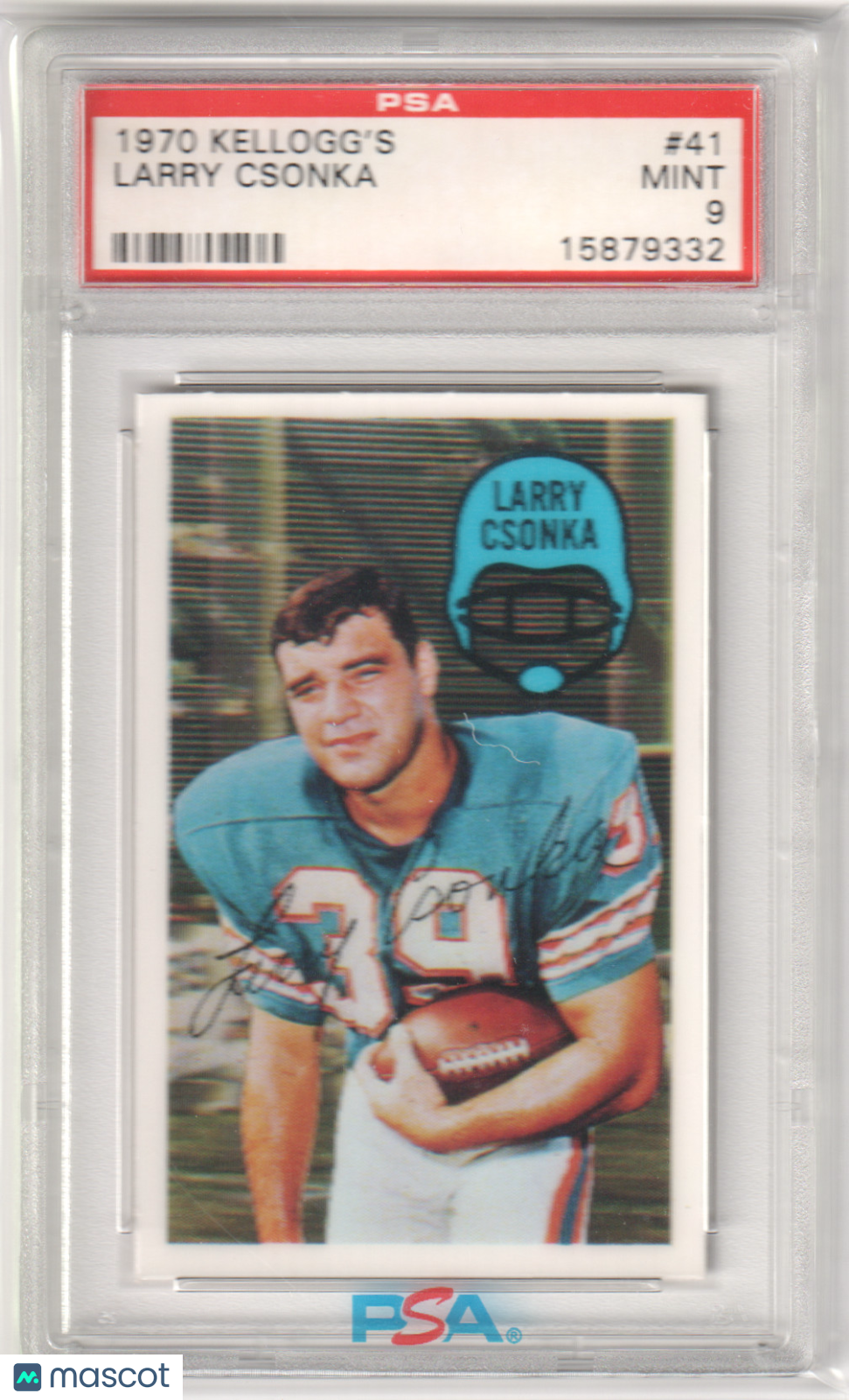 LARRY CSONKA 1970 Kellogg's #41 PSA 9 MINT - DOLPHINS