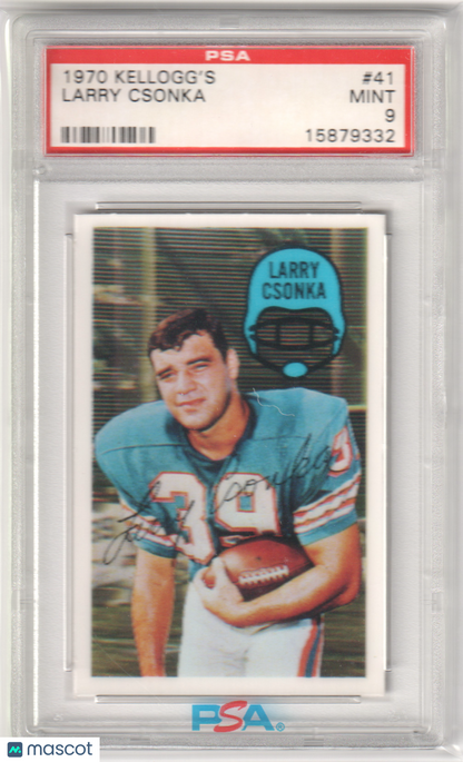 LARRY CSONKA 1970 Kellogg's #41 PSA 9 MINT - DOLPHINS