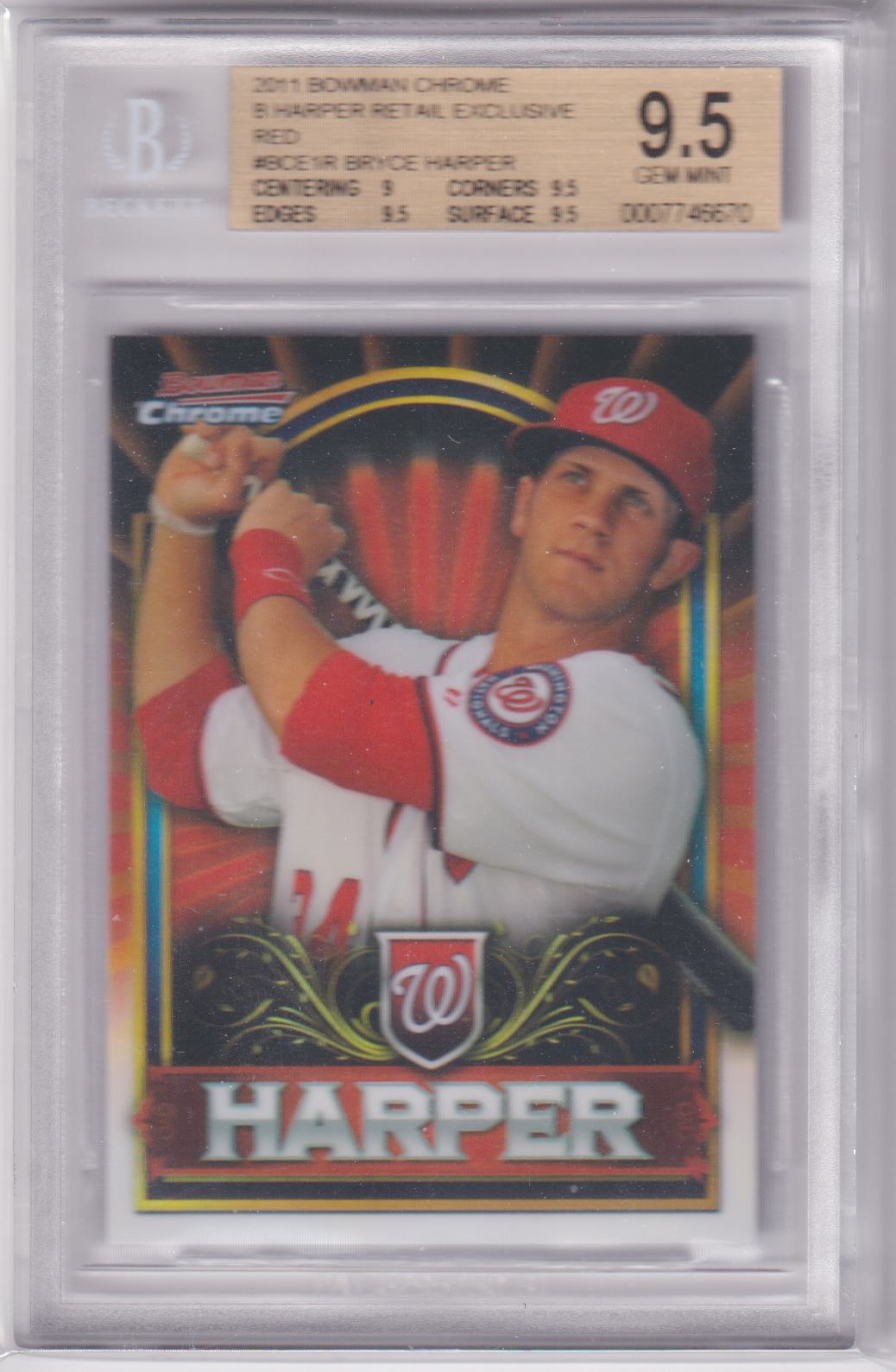 BRYCE HARPER 2011 Bowman Chrome Retail Exclusive RC RED #BCE1R BGS 9.5 GEM