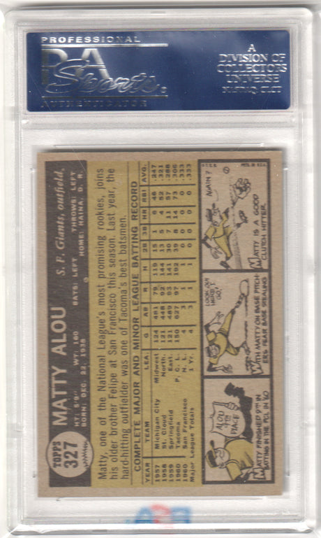 MATTY ALOU 1961 Topps #327 PSA 6 EX-MT - GIANTS