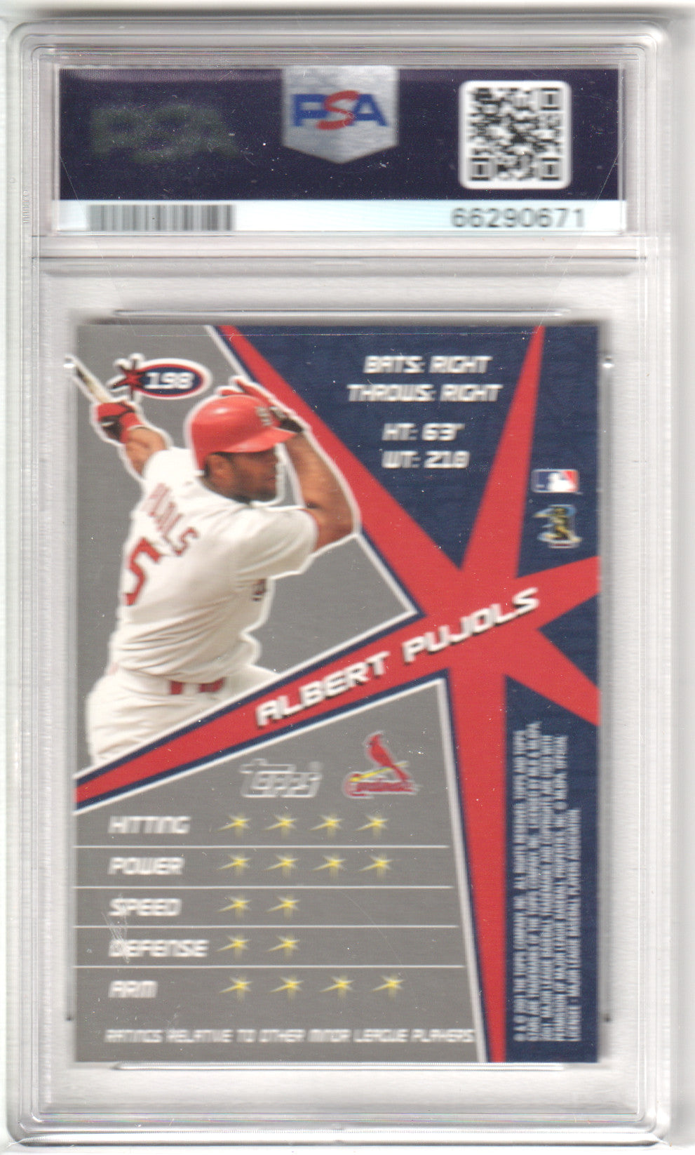 ALBERT PUJOLS 2001 Topps Stars RC Rookie #198 PSA 9 MINT - CARDINALS
