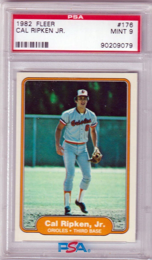CAL RIPKEN JR 1982 Fleer RC Rookie #176 PSA 9 MINT - ORIOLES - Columbia Hobby - Sports Card Boxes - Toploaders - Card Savers
