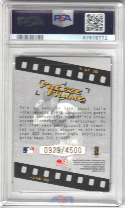 CAL RIPKEN JR. 1998 Studio Freeze Frame #/4500 PSA 8 NM - ORIOLES - Columbia Hobby - Sports Card Boxes - Toploaders - Card Savers