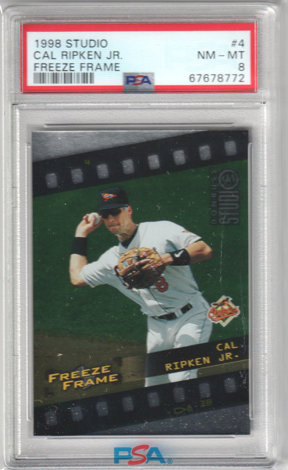 CAL RIPKEN JR. 1998 Studio Freeze Frame #/4500 PSA 8 NM - ORIOLES - Columbia Hobby - Sports Card Boxes - Toploaders - Card Savers