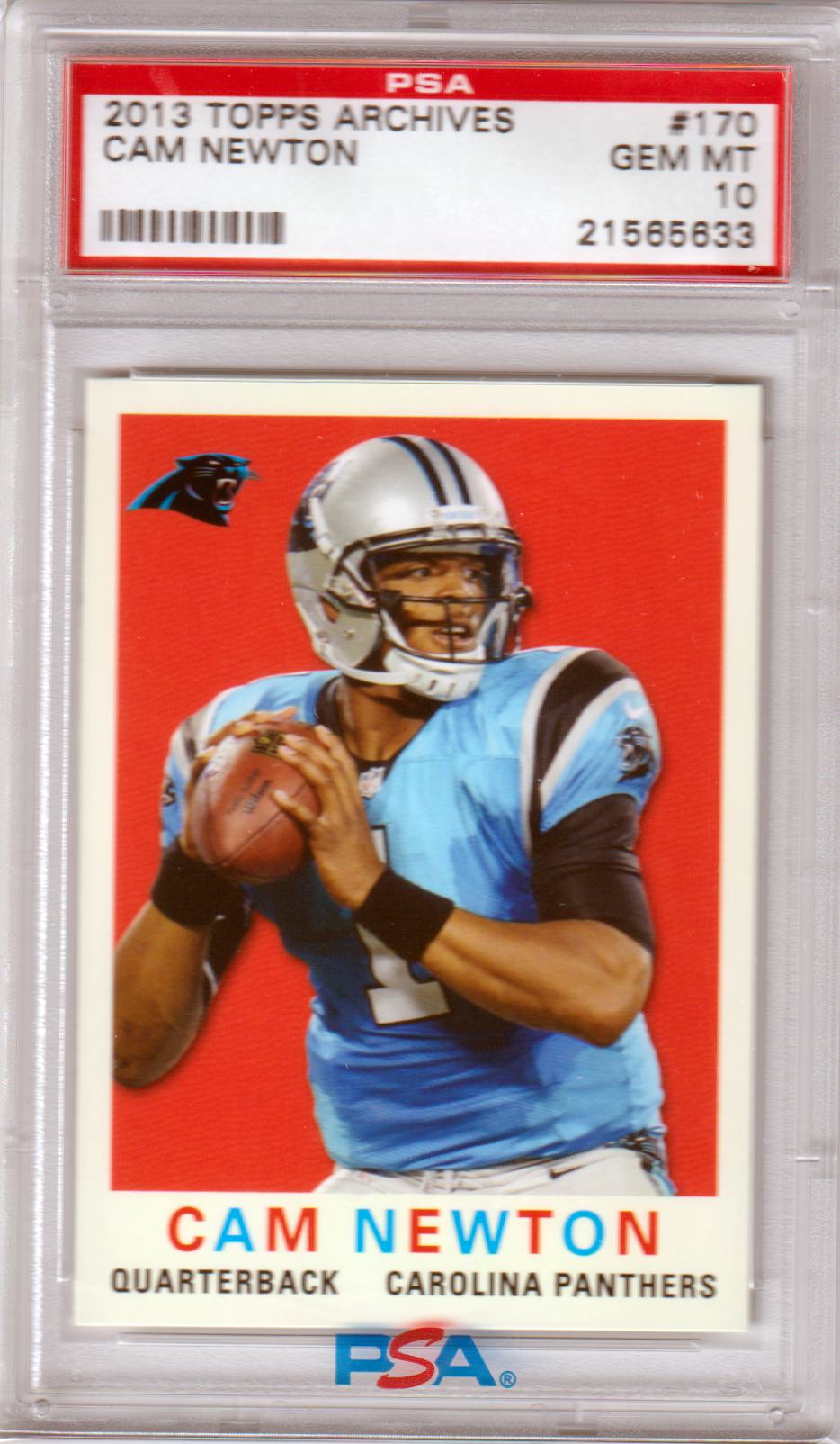 CAM NEWTON 2013 Topps Archives #170 PSA 10 GEM MINT - PANTHERS Pop 21 - Columbia Hobby - Sports Card Boxes - Toploaders - Card Savers