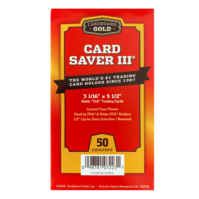 1000ct Case Card Saver 3 Semi-Rigid Holder Cardboard Gold