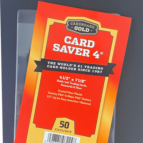 50ct Pack Card Saver 4 Semi-Rigid Holder - Cardboard Gold