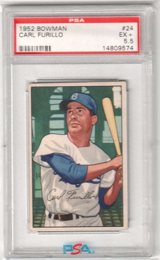 CARL FURILLO 1952 Bowman #24 PSA 5.5 EX+ - DODGERS - Columbia Hobby - Sports Card Boxes - Toploaders - Card Savers