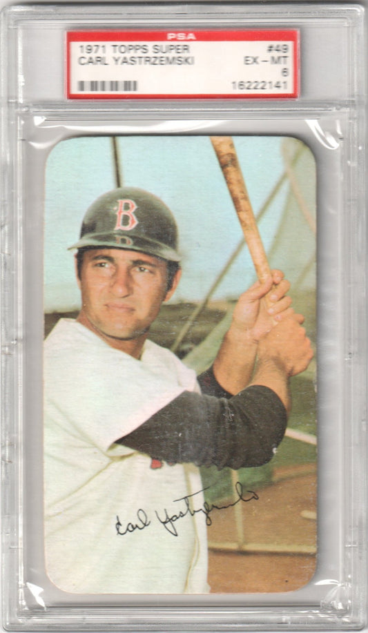CARL YASTRZEMSKI 1971 Topps Super #49 PSA 6 EX - MT - RED SOX - Columbia Hobby - Sports Card Boxes - Toploaders - Card Savers