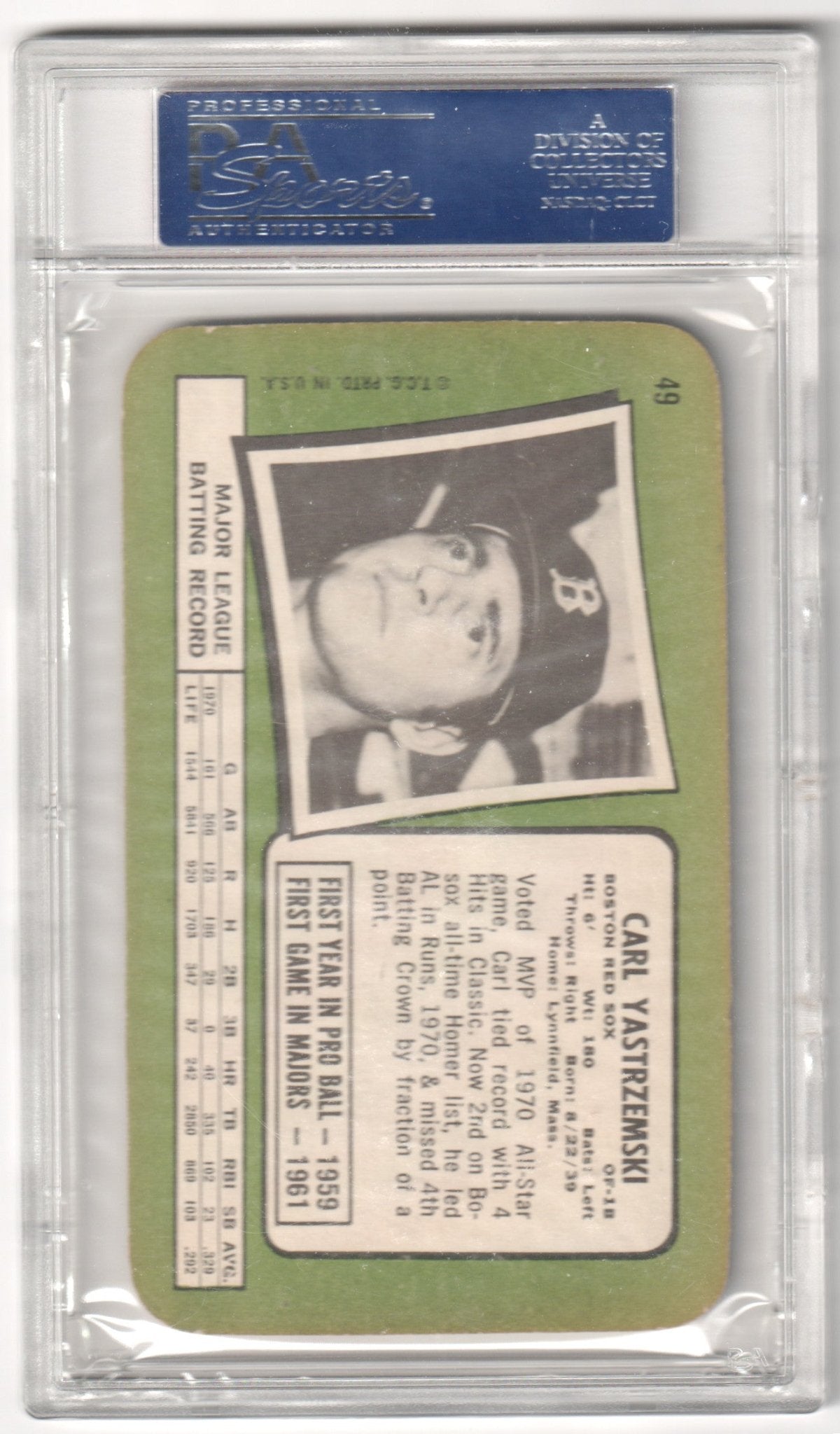 CARL YASTRZEMSKI 1971 Topps Super #49 PSA 6 EX - MT - RED SOX - Columbia Hobby - Sports Card Boxes - Toploaders - Card Savers