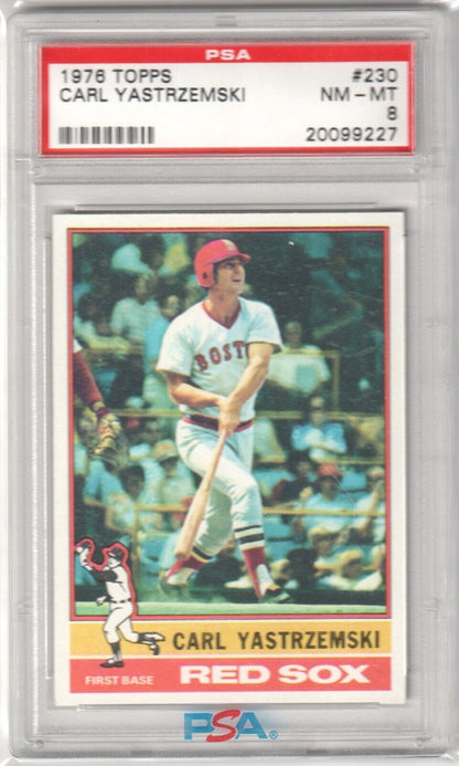 CARL YASTRZEMSKI 1976 Topps #230 PSA 8 NM - MT - RED SOX - Columbia Hobby - Sports Card Boxes - Toploaders - Card Savers