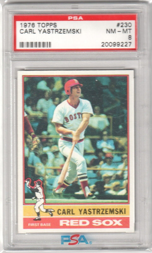 CARL YASTRZEMSKI 1976 Topps #230 PSA 8 NM - MT - RED SOX - Columbia Hobby - Sports Card Boxes - Toploaders - Card Savers