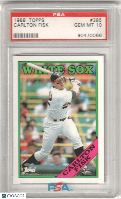 CARLTON FISK 1988 Topps 385 PSA 10 GEM MINT - WHITE SOX - Columbia Hobby - Sports Card Boxes - Toploaders - Card Savers