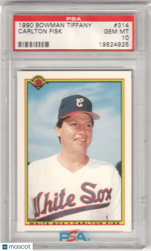 CARLTON FISK 1990 Bowman Tiffany 314 PSA 10 GEM MINT - WHITE SOX - Columbia Hobby - Sports Card Boxes - Toploaders - Card Savers