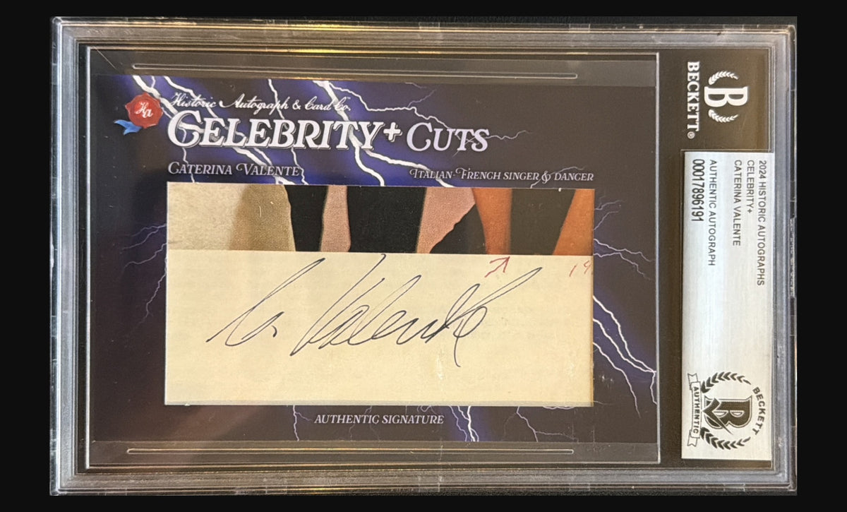 2024 Historic Autographs Celebrity+ Cuts Caterina Valente cut signature autograph #/5 Beckett authentic trading card - front