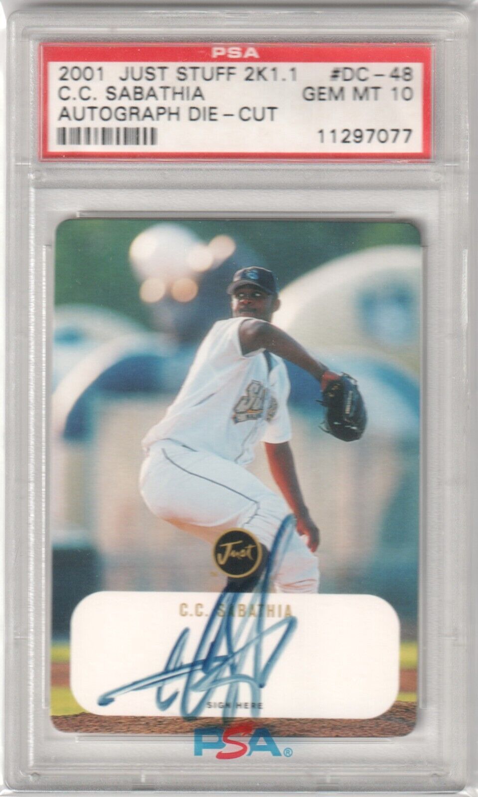 CC SABATHIA 2001 Just Stuff Autograph Auto #DC48 PSA 10 GEM MINT - YANKEES - Columbia Hobby - Sports Card Boxes - Toploaders - Card Savers