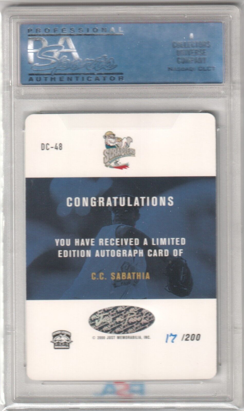 CC SABATHIA 2001 Just Stuff Autograph Auto #DC48 PSA 10 GEM MINT - YANKEES - Columbia Hobby - Sports Card Boxes - Toploaders - Card Savers