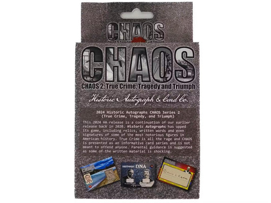 Chaos Series 2 Trading Cards Hobby Box (Historic Autographs 2024) - Columbia Hobby - Sports Card Boxes - Toploaders - Card Savers