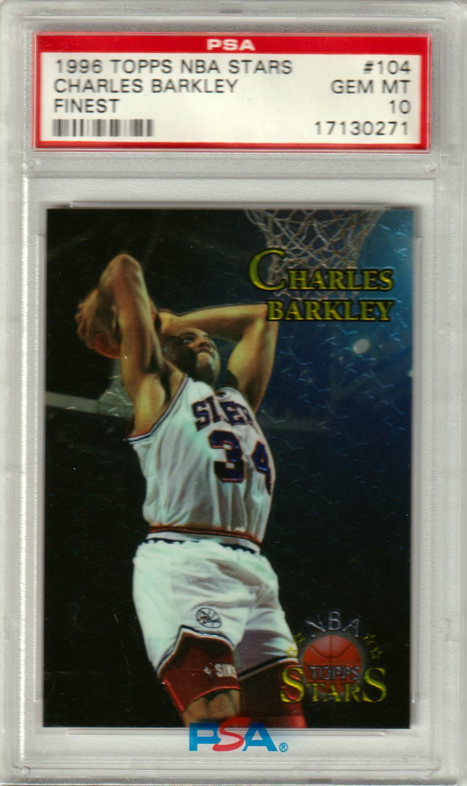 CHARLES BARKLEY 1996 - 97 Topps NBA Stars Finest #104 PSA 10 GEM MINT - POP 1 - Columbia Hobby - Sports Card Boxes - Toploaders - Card Savers
