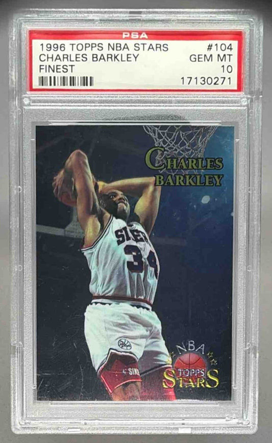 CHARLES BARKLEY 1996 TOPPS STARS FINEST PSA 10 GEM MINT - 76ERS - Columbia Hobby - Sports Card Boxes - Toploaders - Card Savers