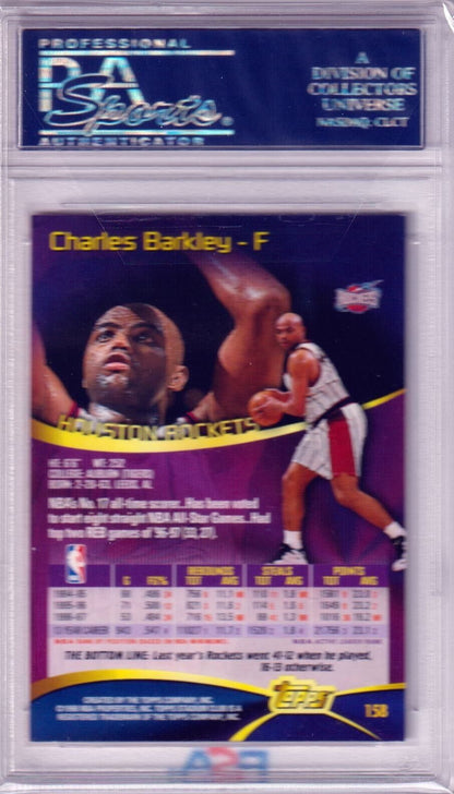 CHARLES BARKLEY 1997 - 98 Topps Stadium Club #158 PSA 10 GEM MINT - SUNS - Columbia Hobby - Sports Card Boxes - Toploaders - Card Savers
