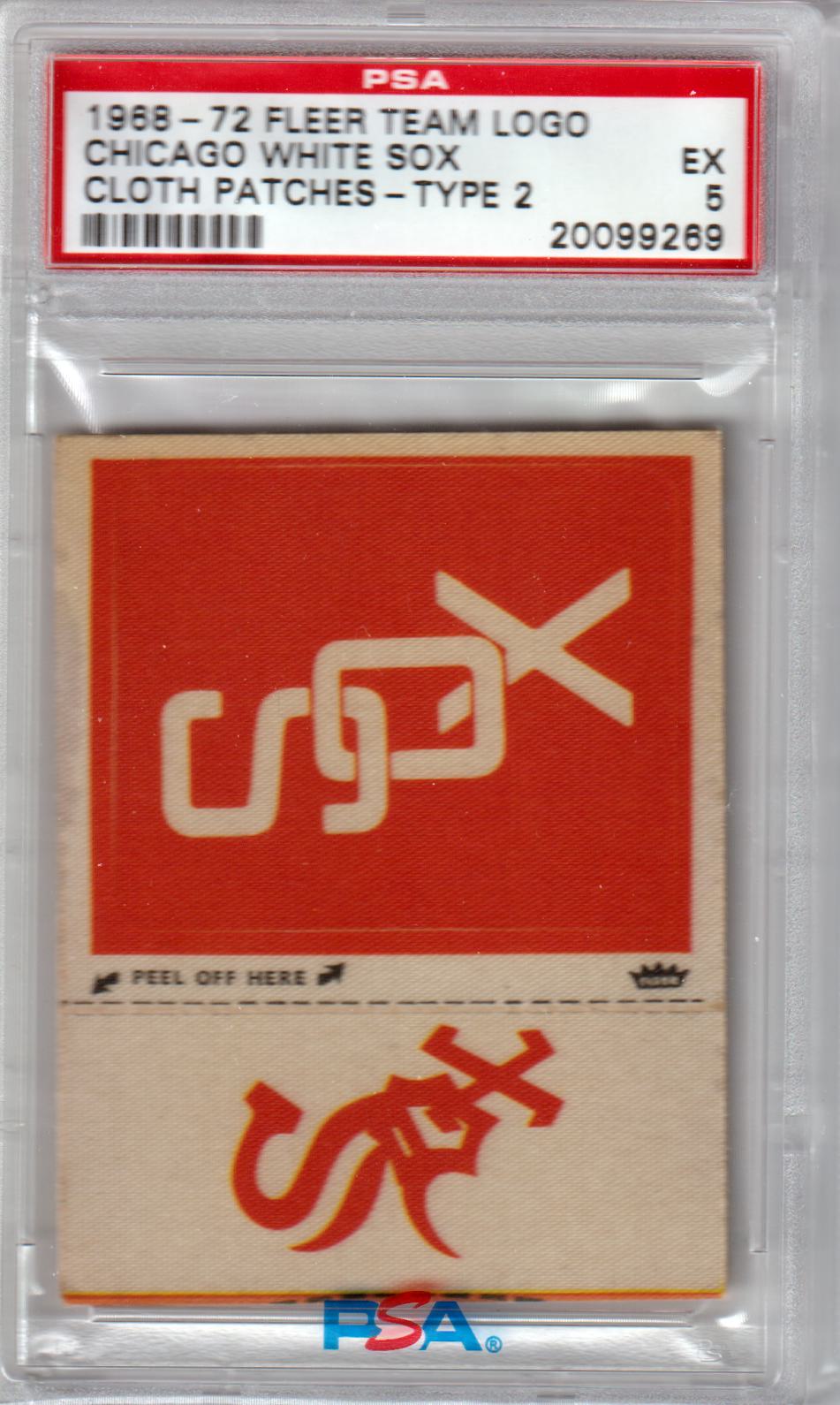 CHICAGO WHITE SOX 1968 - 72 Fleer Team Logo Cloth Patches Type 2 PSA 5 EX POP 2! - Columbia Hobby - Sports Card Boxes - Toploaders - Card Savers