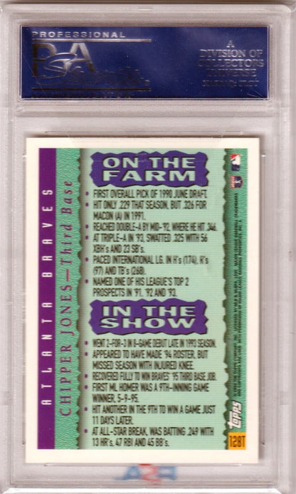 CHIPPER JONES 1995 Topps Traded #128T PSA 10 GEM MINT - BRAVES - Columbia Hobby - Sports Card Boxes - Toploaders - Card Savers