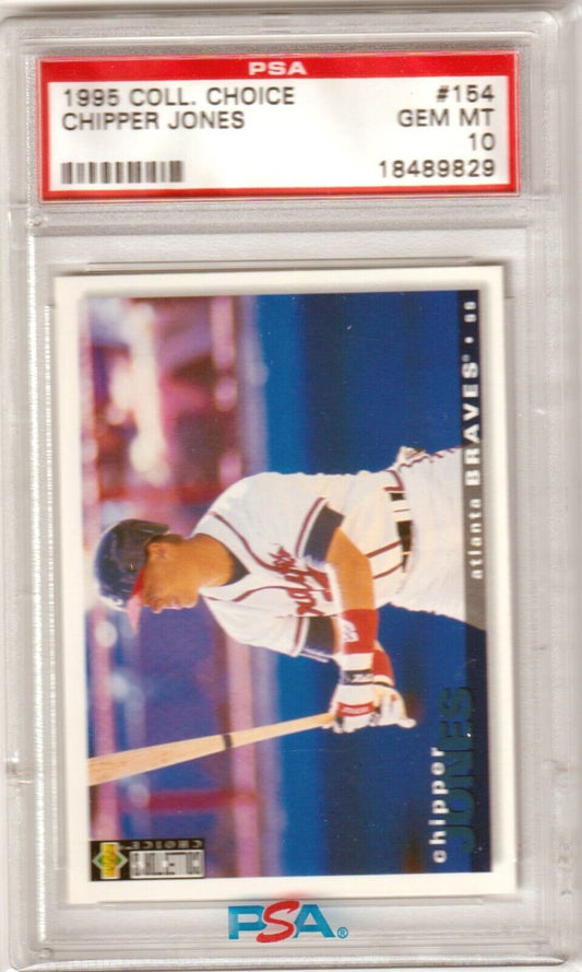 CHIPPER JONES 1995 Upper Deck Collector's Choice #154 PSA 10 GEM MINT - BRAVES - Columbia Hobby - Sports Card Boxes - Toploaders - Card Savers