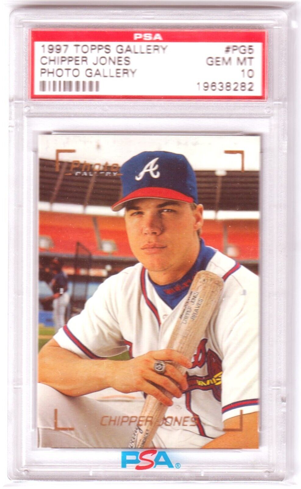 CHIPPER JONES 1997 Topps Gallery Photo Gallery #PG5 PSA 10 GEM MINT POP 6 - Columbia Hobby - Sports Card Boxes - Toploaders - Card Savers