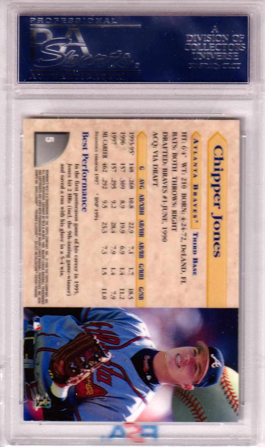 CHIPPER JONES 1998 Bowman's Best #5 PSA 10 GEM MINT - BRAVES Pop 13 - Columbia Hobby - Sports Card Boxes - Toploaders - Card Savers