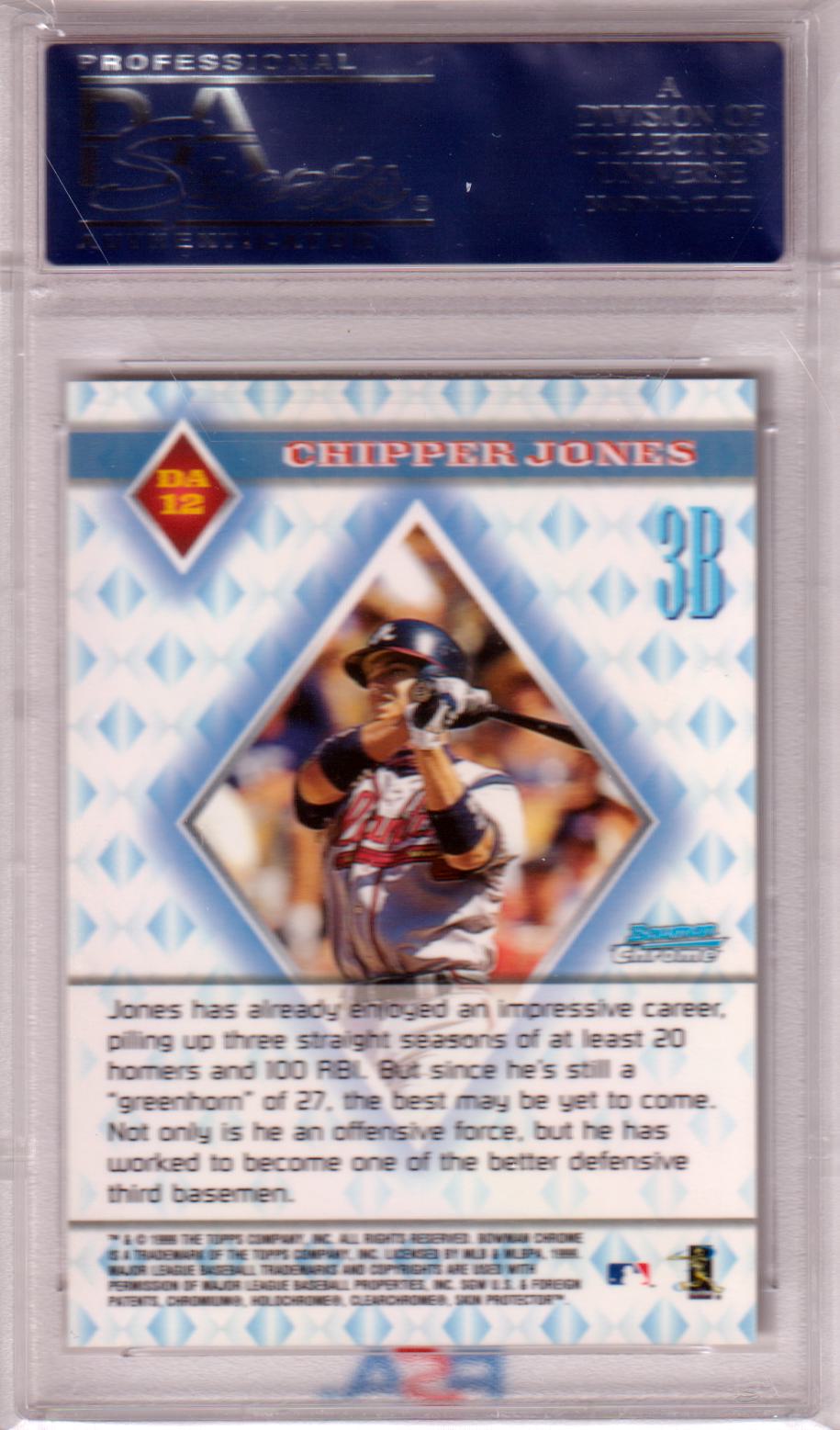 CHIPPER JONES 1999 Bowman Chrome Diamond Aces #DA12 PSA 10 GEM MINT Pop 6 - Columbia Hobby - Sports Card Boxes - Toploaders - Card Savers
