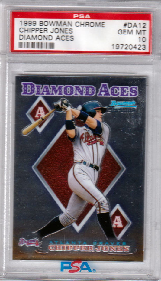 CHIPPER JONES 1999 Bowman Chrome Diamond Aces #DA12 PSA 10 GEM MINT Pop 6 - Columbia Hobby - Sports Card Boxes - Toploaders - Card Savers