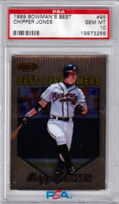 CHIPPER JONES 1999 Bowman's Best #95 PSA 10 GEM MINT BRAVES Pop 7 - Columbia Hobby - Sports Card Boxes - Toploaders - Card Savers