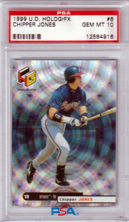 CHIPPER JONES 1999 Upper Deck Hologrfx #6 PSA 10 GEM MINT - POP 11 - Columbia Hobby - Sports Card Boxes - Toploaders - Card Savers