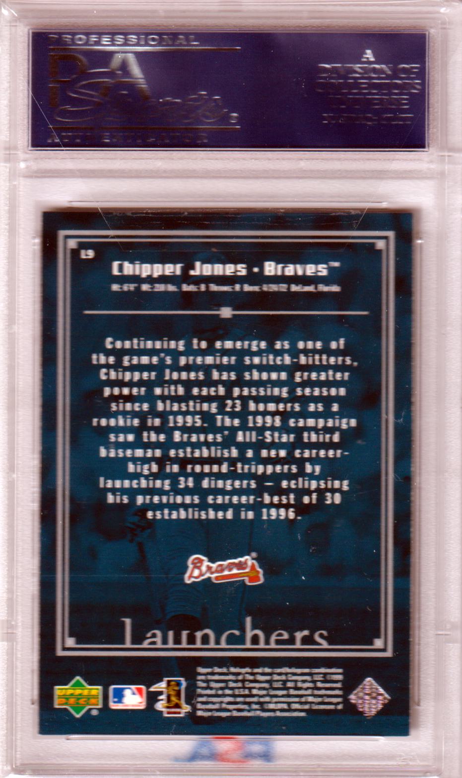 CHIPPER JONES 1999 Upper Deck Hologrfx Launchers #L9 PSA 10 GEM MINT - POP 2 - Columbia Hobby - Sports Card Boxes - Toploaders - Card Savers